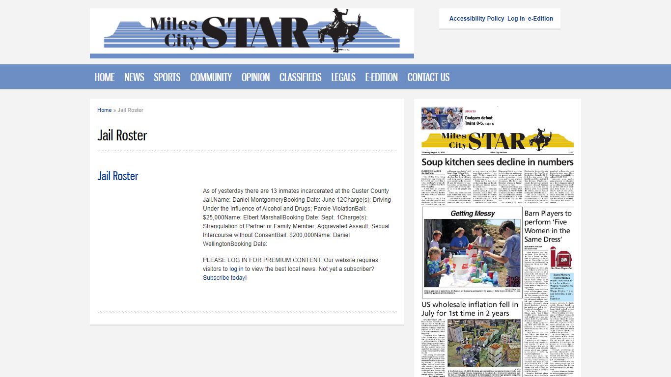 Jail Roster | Miles City Star