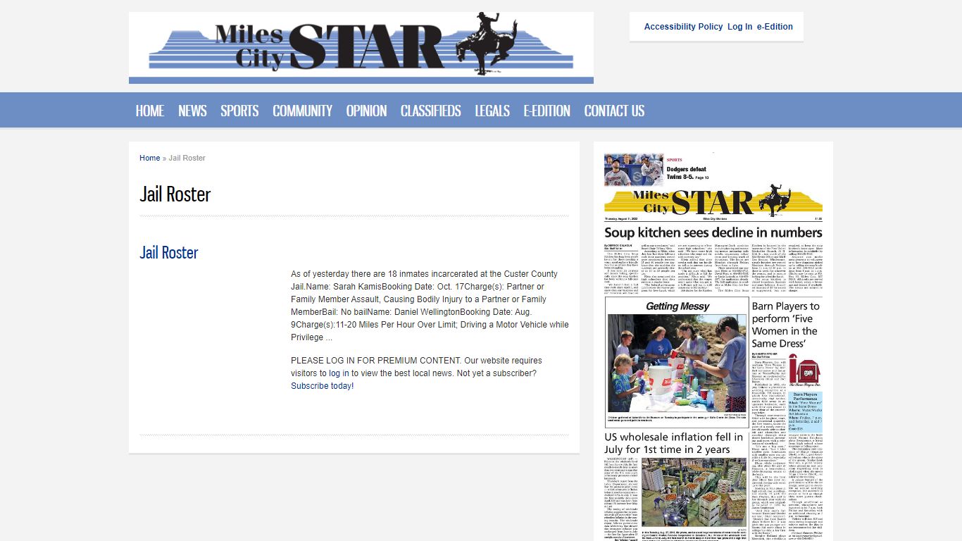 Jail Roster | Miles City Star